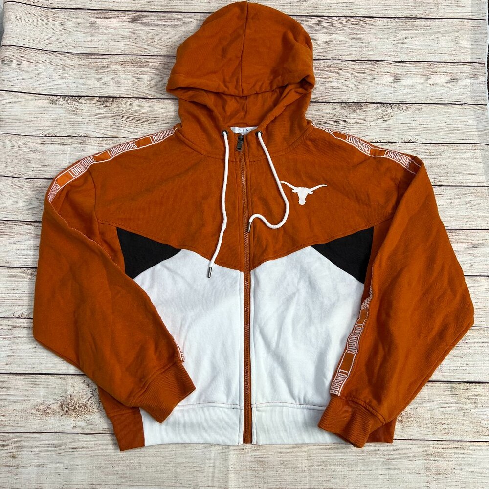 WEAR by Erin‎ Andrews Texas Longhorns Hoodie Women XL Orange Colorblock Zip Up